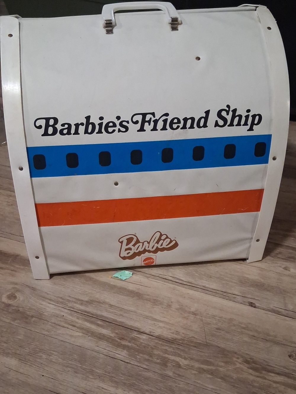 Barbie White Blue Orange Travel Bag with Retro Stripes